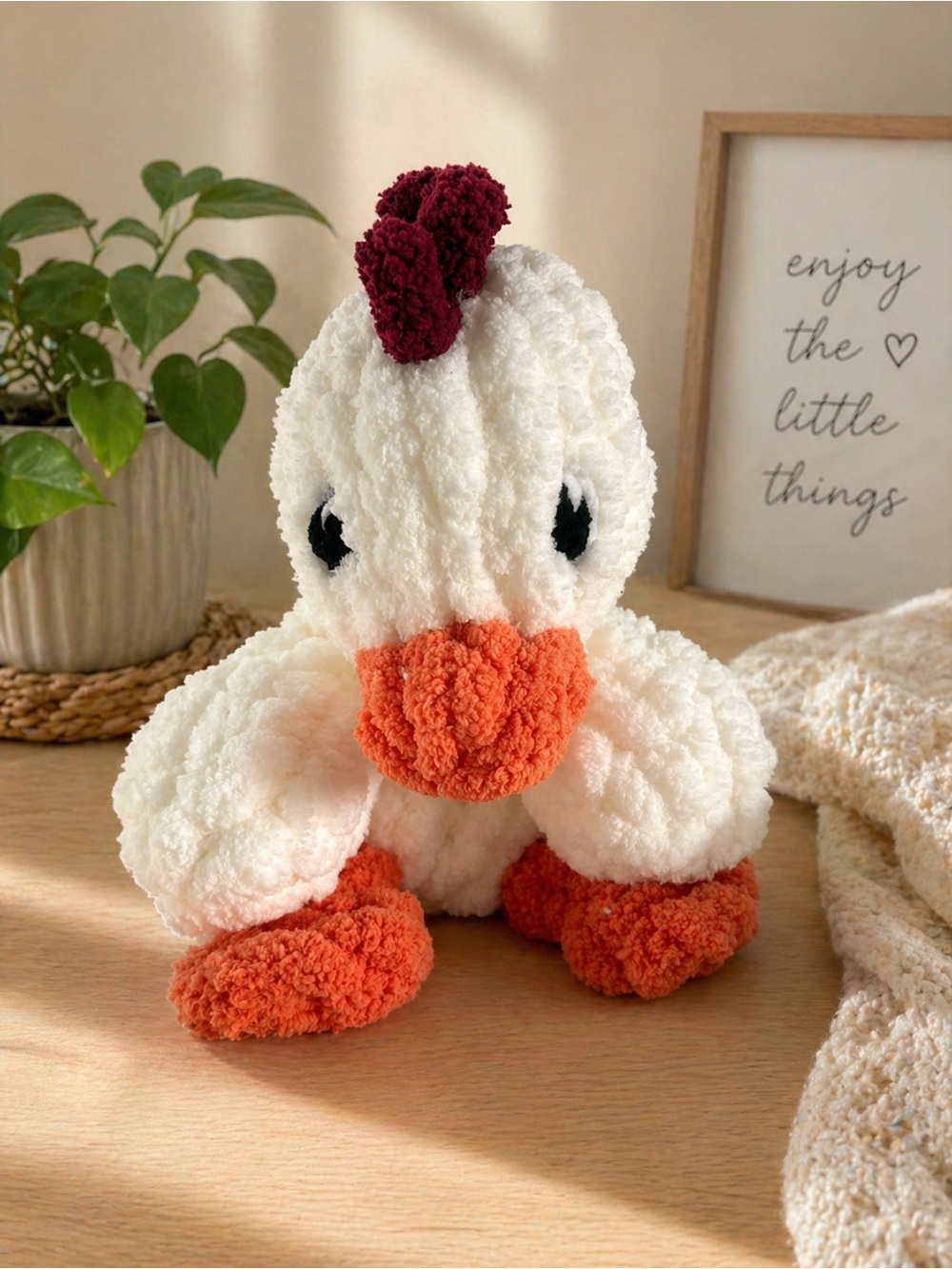 White & Orange Plush Duck Toy